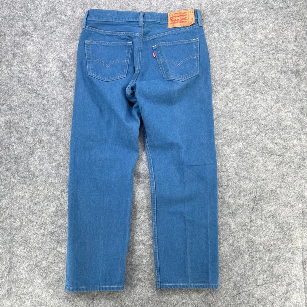 Levi's 501 Button Fly Jeans Men 35x30 Blue Teal Straight Leg (Fits 32x28) Grunge